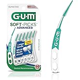 GUM Soft-Picks Advanced Interdental Picks, 90 Count | Soft bristles, Longer curved handle, Safe for braces &amp; bridges, Latex and wire free, Includes travel case, Disposable picks