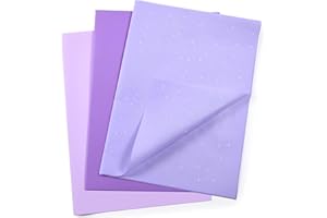SUNCOLOR Purple Tissue Paper Set, 36 Sheets, Glitter and Solid, 20 x 20 Inch, 3 Assorted Shades for Gift Wrapping and Crafts