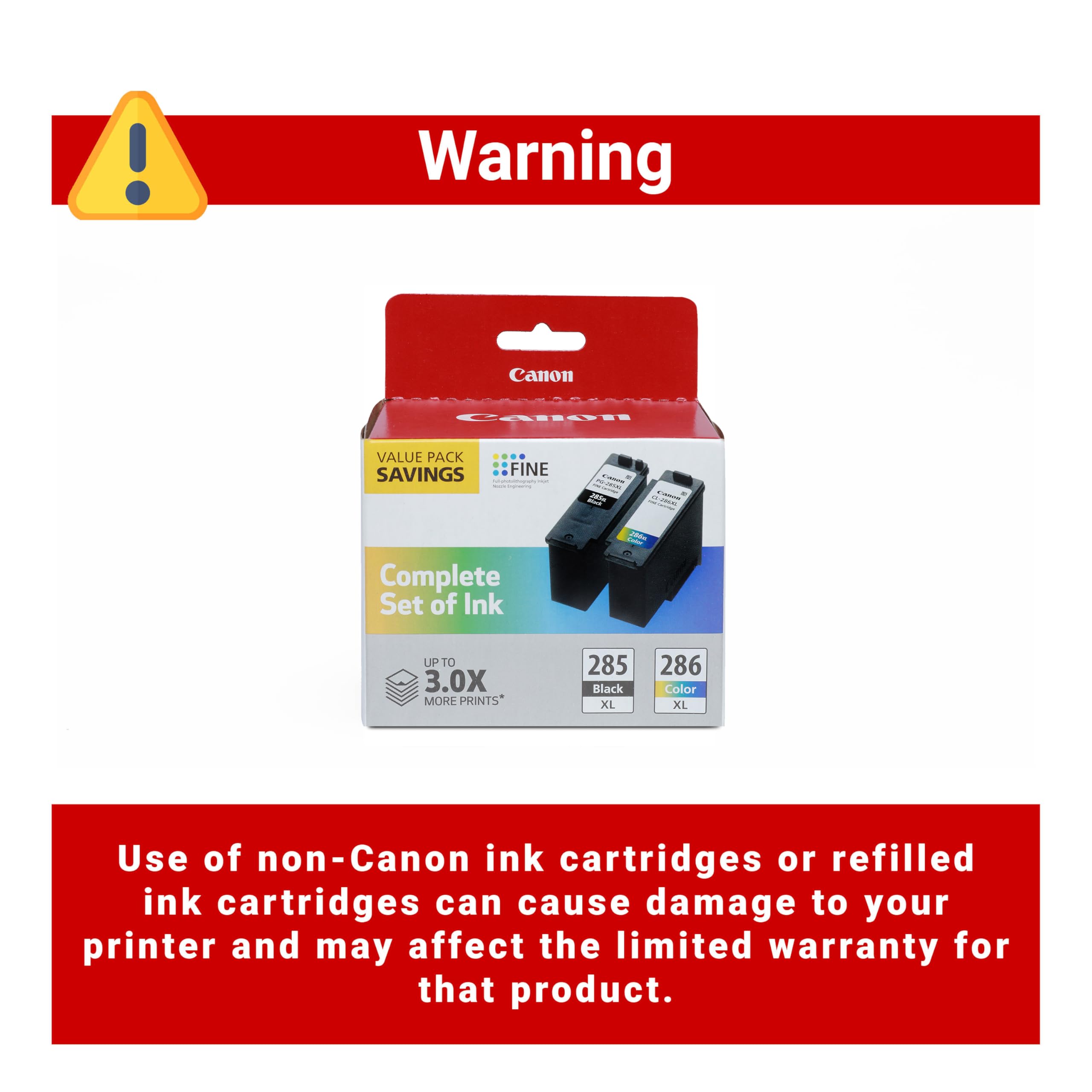 Canon PG-285 XL / CL-286 XL Genuine Ink Value Pack (2 Cartridges), Compatible with TR7820, TS7720/7722