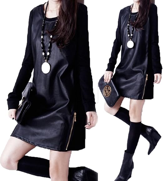 Amazon ベルク Veluc レディース ソフト フェイクレザー ワンピース スリム カットソー ストレッチ ミニスカート レディース S M L Xl ｍ オリジナルメッセージカードセット ワンピース チュニック 通販