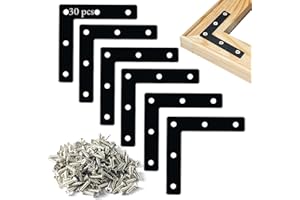 YEESPORT Flat Corner Braces, 20 Pcs 3.15x3.15" L Right Angle Braces, Repair Mending Plates for Wooden Frames Beds Tables Cabinets Chairs, Joining Bracket Support with 100 Pcs Screws, Black