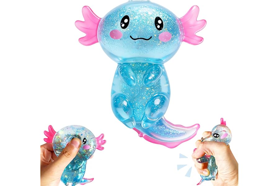 Axolotls Squishies Fidget Stress Ball,Cute Squishies Axolotls Toy,Easter Basket Stuffers, Stress Ball Squeeze Toys for Stress