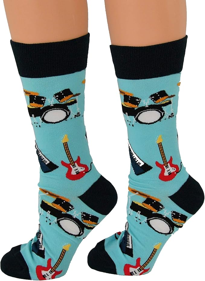 ARAD Novelty Rocker Socken für Damen und Herren, Crazy Music Blau