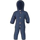 Ecoable Baby Fleece Bunting: Thermal Footed Coverall Romper with Hood for Toddlers, Organic Merino Wool