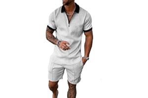 Kubsid Men Track Suits 2 Piece Set Summer Casual Outfits Fashion Polo Shirts Short Sleeve and Shorts Set Vacation Clothes