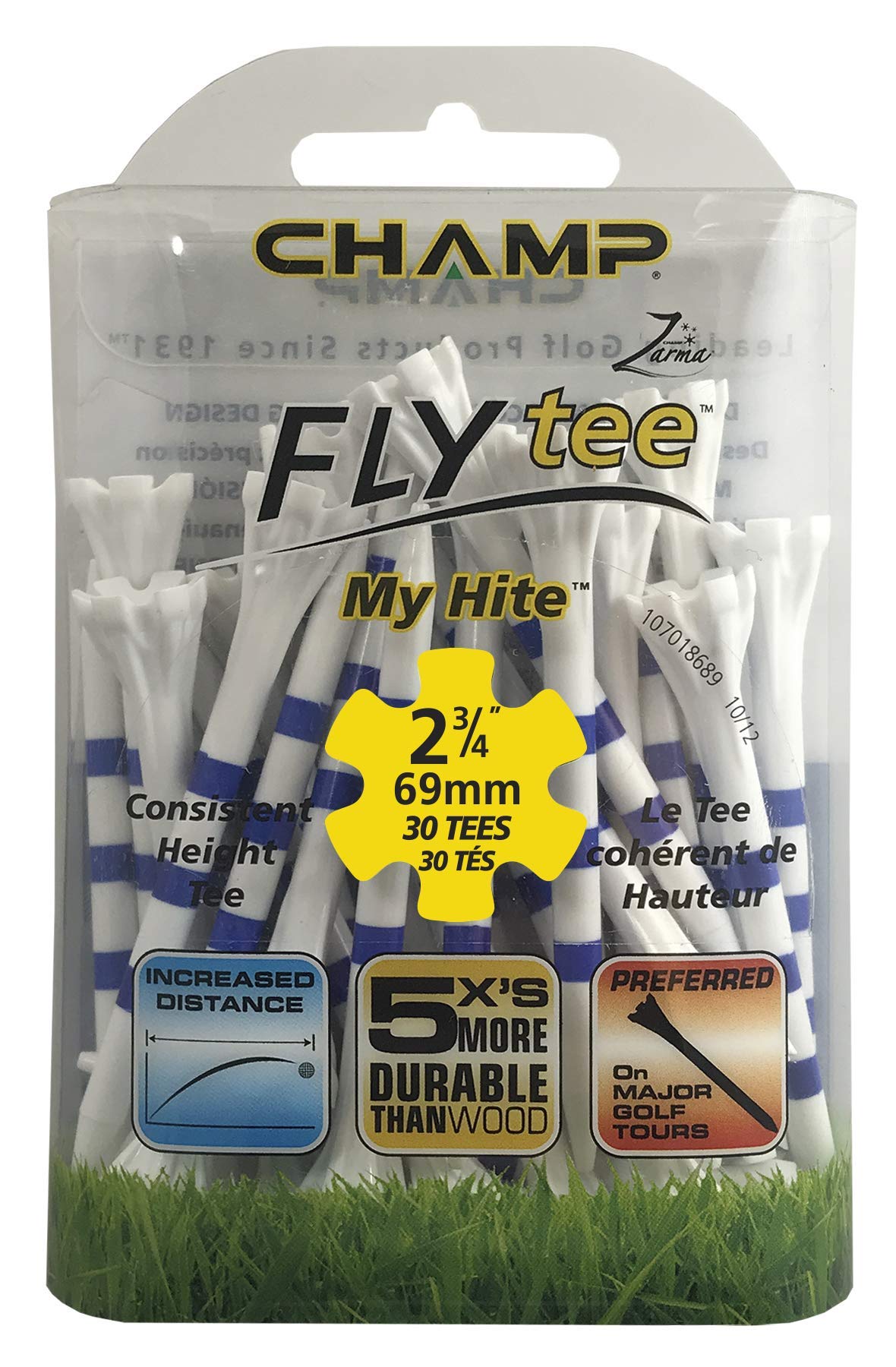 Champ 's 69mm (30Pk) My Hite Flytees, Blue/White,