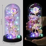 Touloube Light Up Galaxy Rose Gift for Women, Glass Dome, Romantic Decor view 2