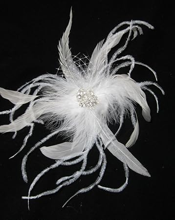 Amazon Com Large White Feather Wedding Hair Clip Wedding Hair