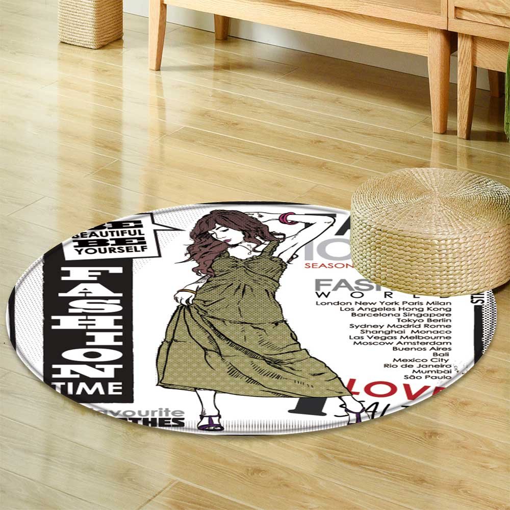 Amazon Com Print Area Rug Poster With Trendy Girl In Sketch Style
