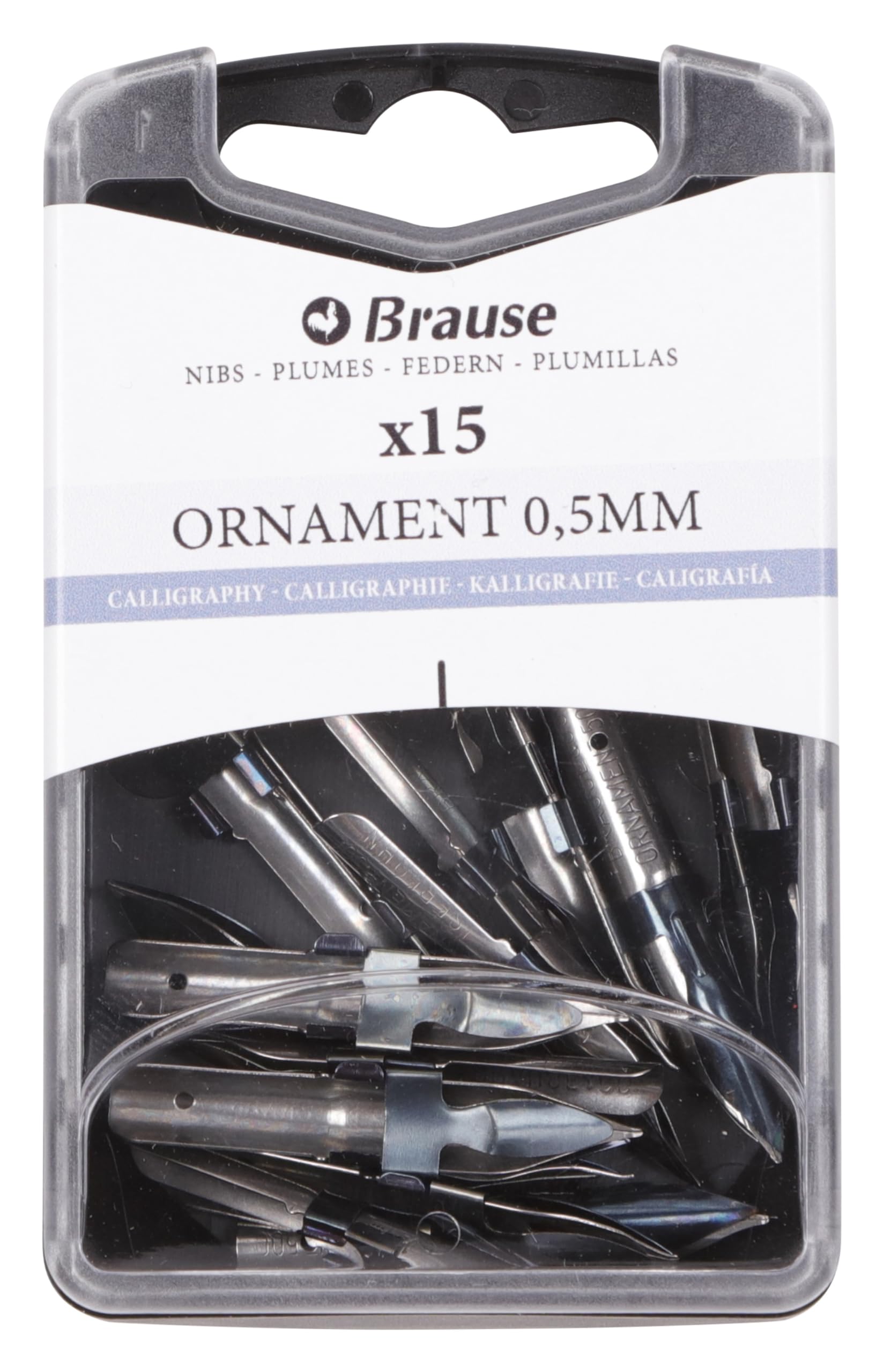 Brause 152005B - Lettering nibs for nib holders - Box of 15 Ornament 0.5mm nibs - Made in Germany - Lettering - Calligraphy - Writing - Arts and Crafts