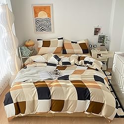 Luxlovery Beige Plaid Comforter Set King Beige and