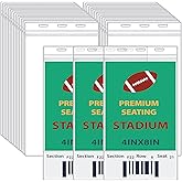 Patelai 50 Pcs 4 x 8 Inch Plastic Badge Holder Bulk Clear Vinyl ID Protector Sleeves Card Ticket Credential Badge Sleeves Vertical Waterproof Name Tag Holder for Sporting Events