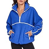 KateModa Women's Half Zip Fuzzy Fleece Pullover Oversized Sherpa Sweatshirt Long Sleeve Soft Sweater Jackets with Pockets