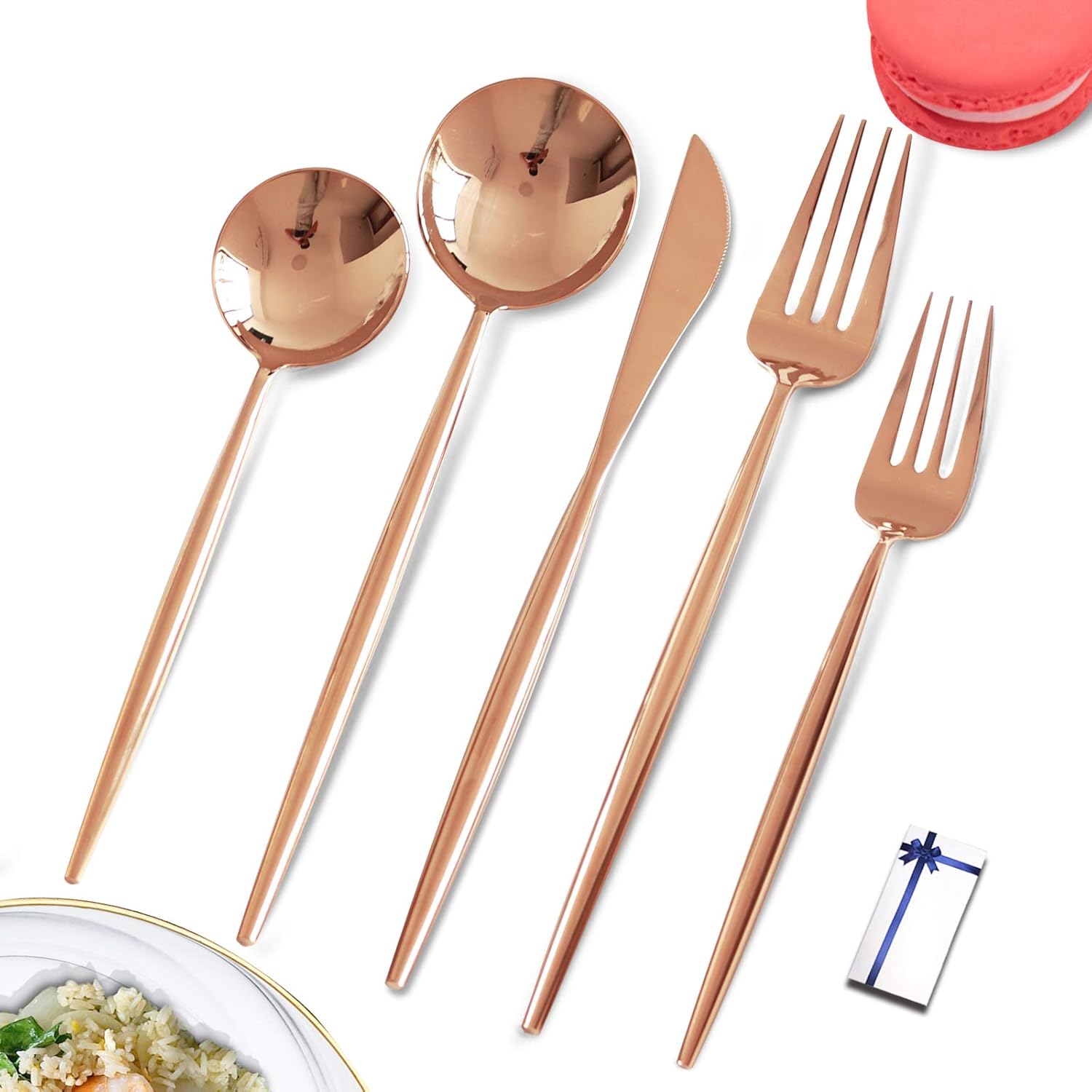 Rose Gold Silverware Set Cutlery Set 18/10 Stainless Steel Utensils Set