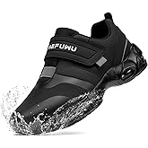 KEFUWU Waterproof Diabetic Shoes for Men Wide Black Slip On Walking Shoes Kitchen Chef Restaurant Swollen Feet Food Service Work