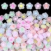 200PCS Acrylic Assorted Beads for Bracelet Making, Candy Colors Flower Beads for Crafts Bracelet, Cute Bead for Jewelry Making DIY Necklace Keychain Phone Charm