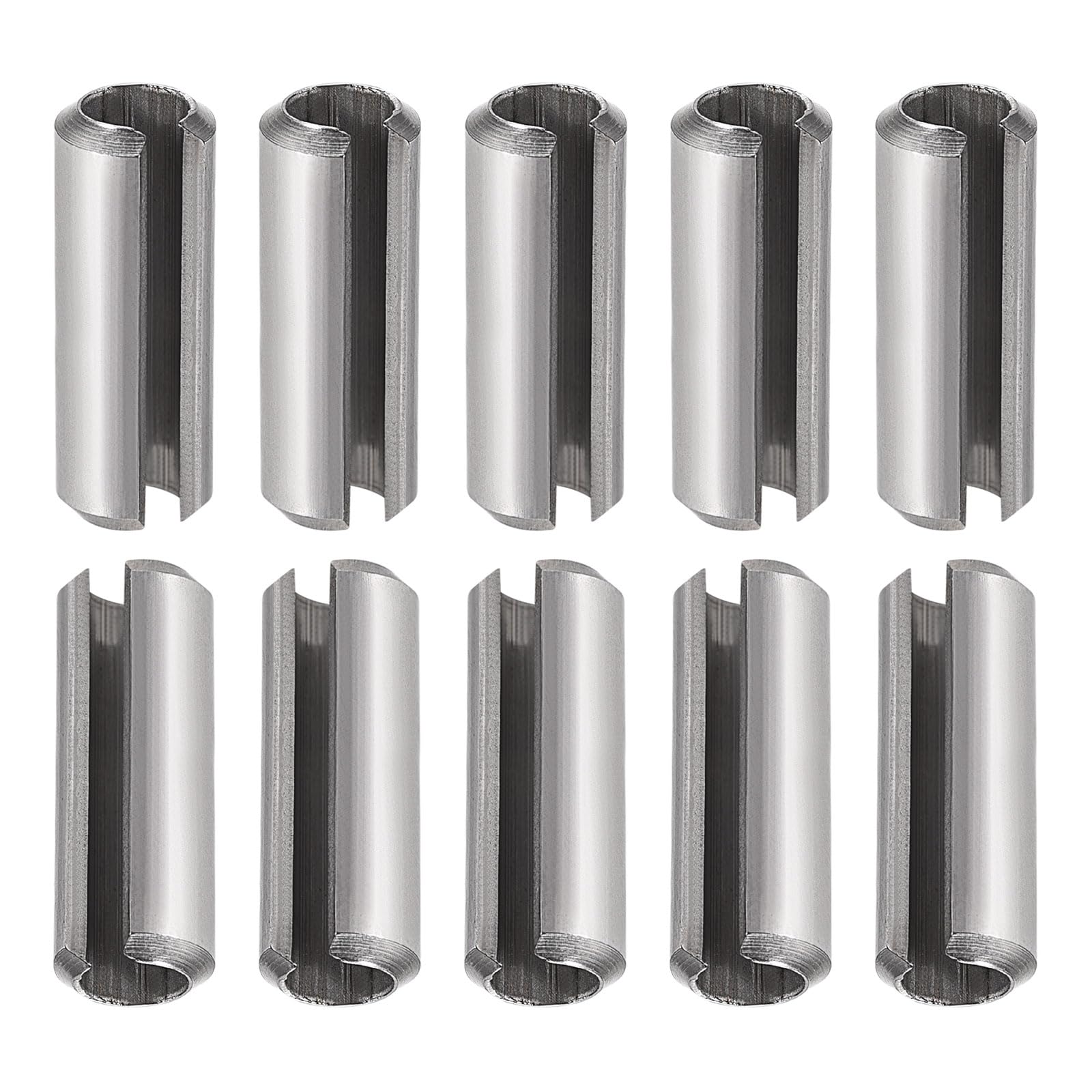 DTGN 8mmx25mm(DxL) Slotted Spring Pin - 10Pack - Good for Home Machine Fastener - 304 Stainless Steel Spring Dowel Tension Roll Pin - Silver