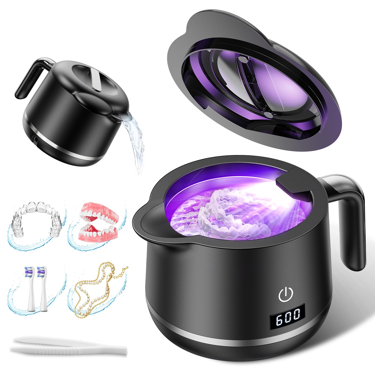 Photo 1 of **parts**GYNHD Ultrasonic Retainer Cleaner Machine - 45kHz Ultrasonic Cleaner - 200ML Mouth Guard & Denture Cleaner Pod & Jewelry - 5 Modes with Digital Timer - Upgrade Water Bottle Design *NO CORD TO TEST