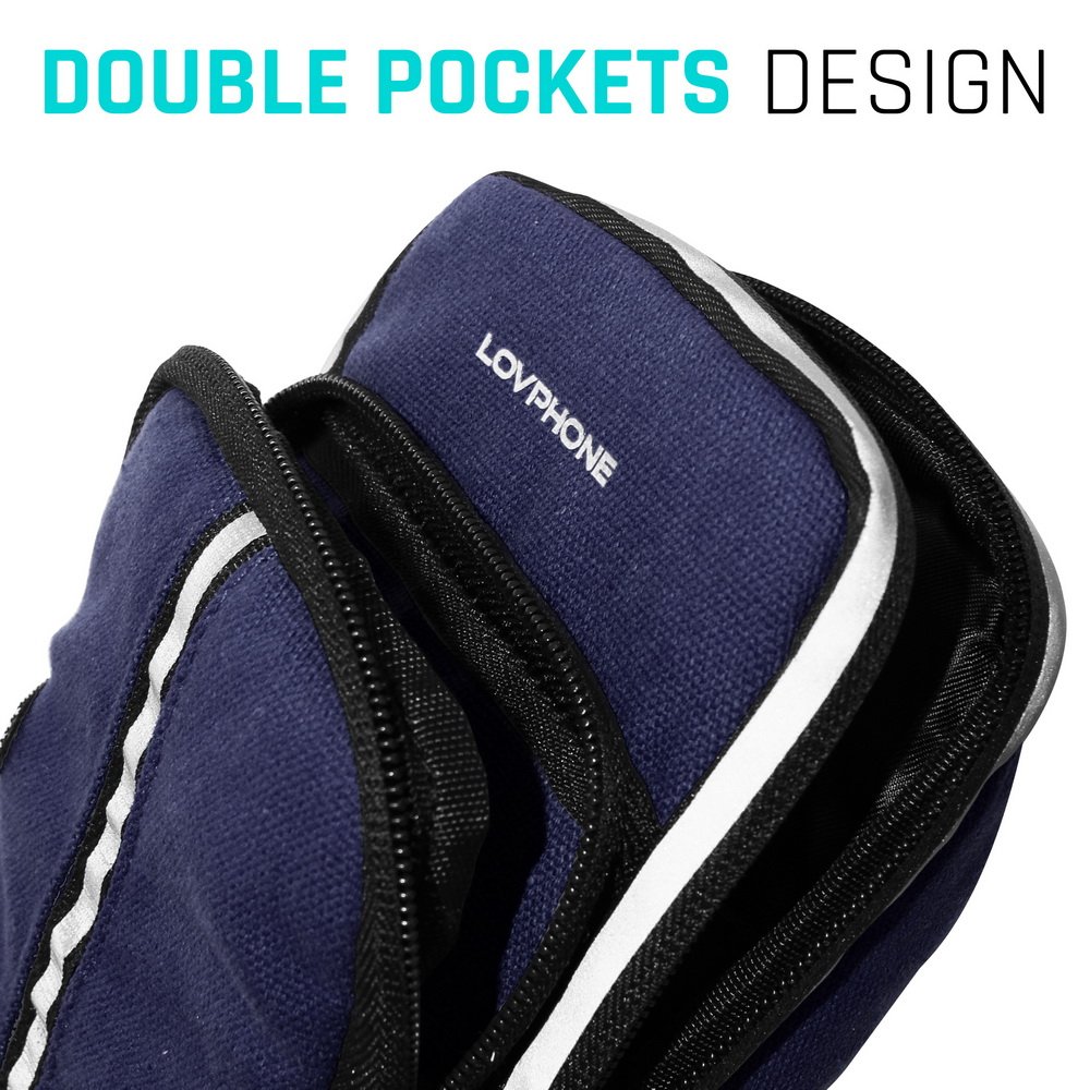 LOVPHONE Sports Armband, Double Pockets Phone Running Armband for iphone X/8/8 Plus/7/7 Plus, Samsung Galaxy Note 8/S8/S8 Plus/S7, Water Resistant (Blue, 7.0-12.8inch)