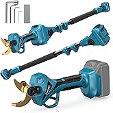 ZUYIYI 2-in-1 Cordless Pole Pruning Shears for Makita 18V Battery(NOT Included), 2.4" Cutting Diameter 14.7FT Reach Electric Power Pruner w/Extension Pole, Brushless Tree Pruner for Branch Trimming