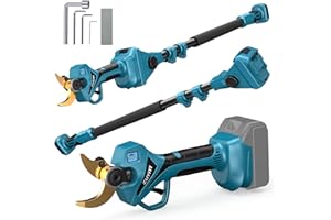 ZUYIYI 2-in-1 Cordless Pole Pruning Shears for Makita 18V Battery(NOT Included), 2.4" Cutting Diameter 14.7FT Reach Electric Power Pruner w/Extension Pole, Brushless Tree Pruner for Branch Trimming