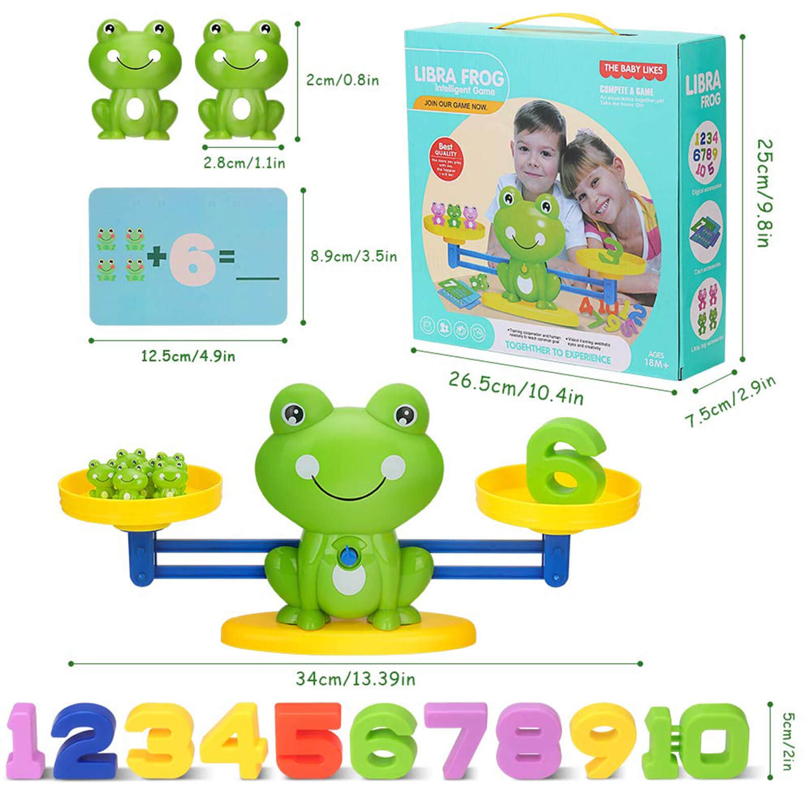 Montessori Counting Toys with Frog Learning Card, Fun Children's Gift Educational Number Toy for Kids Ages 3-5