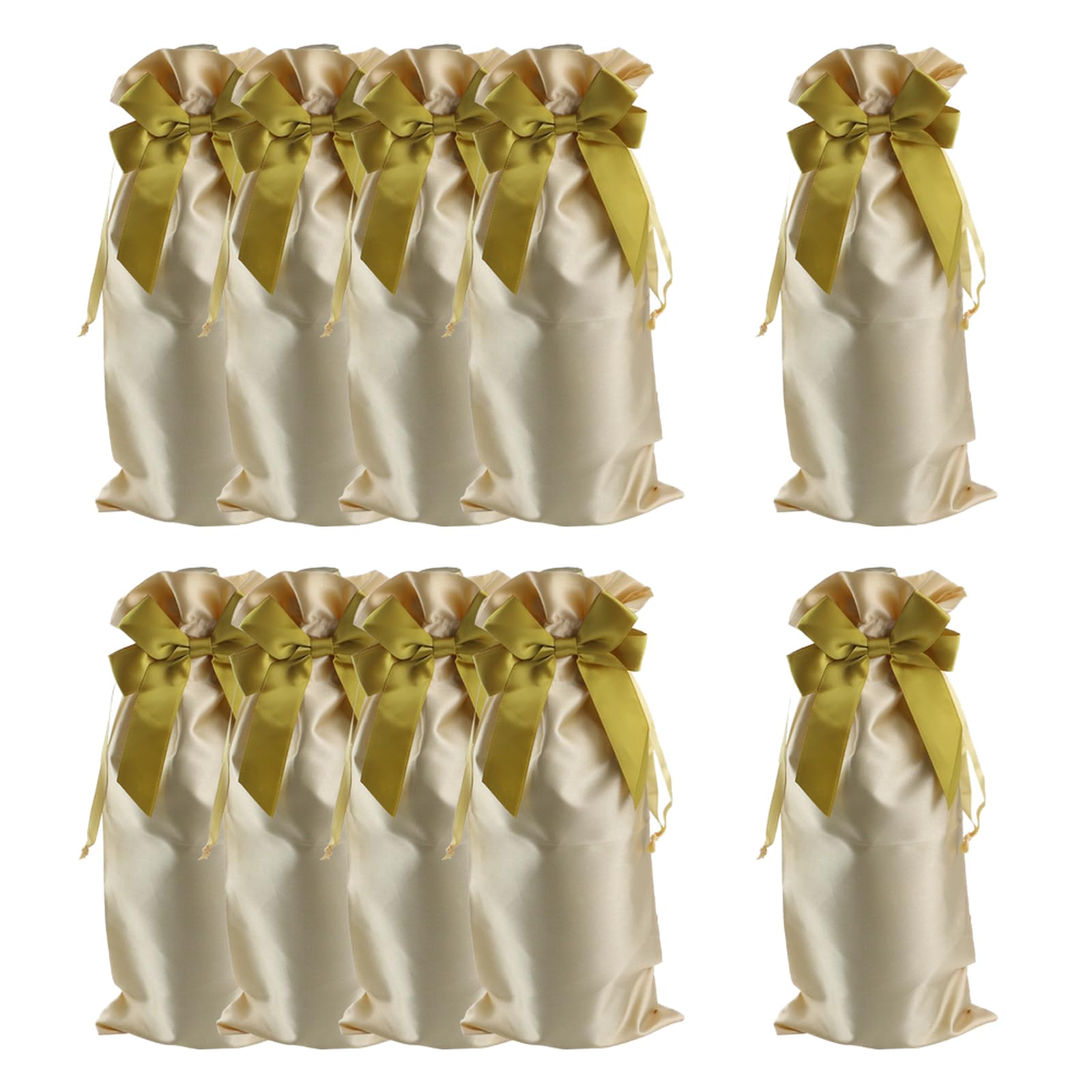 Photo 1 of HEVSTIL Satin Wine Bags - 10pcs Gift Bags with Decorative Bows, Reusable Wine Bottle Covers for Christmas, Wedding, Birthday, Travel, Party, Housewarming Gifts - Gold