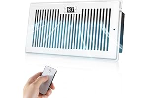 BIOWIND Quiet Register Booster Fan Fits 6" x 12" Register Holes, 10-Speed Smart Heating Cooling AC Vent Fan with Remote Control and Thermostat Control - White