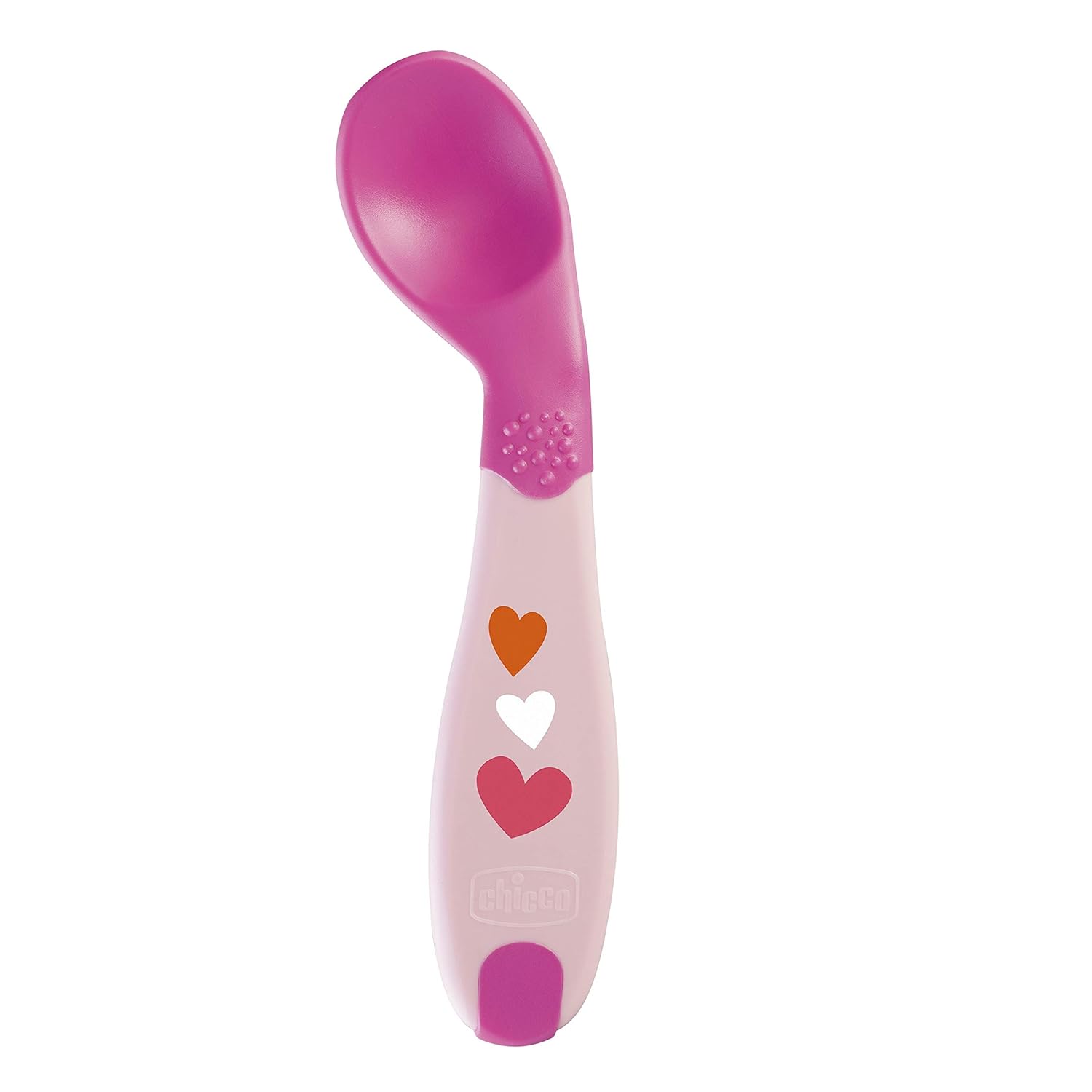 Chicco Erster Esslernlöffel, angewinkelt, Anti-Rutsch-Griff, 0% BPA // 8 Monate +