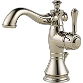 Delta Faucet Cassidy Single Hole Bathroom Faucet, Single Handle Bathroom Faucet, Metal Drain Assembly, Polished Nickel 597LF-