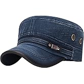 YeeHeen Unisex Cadet Army Cap Adjustable Flat Top Cap Washed Cotton Military Hat Baseball Cap