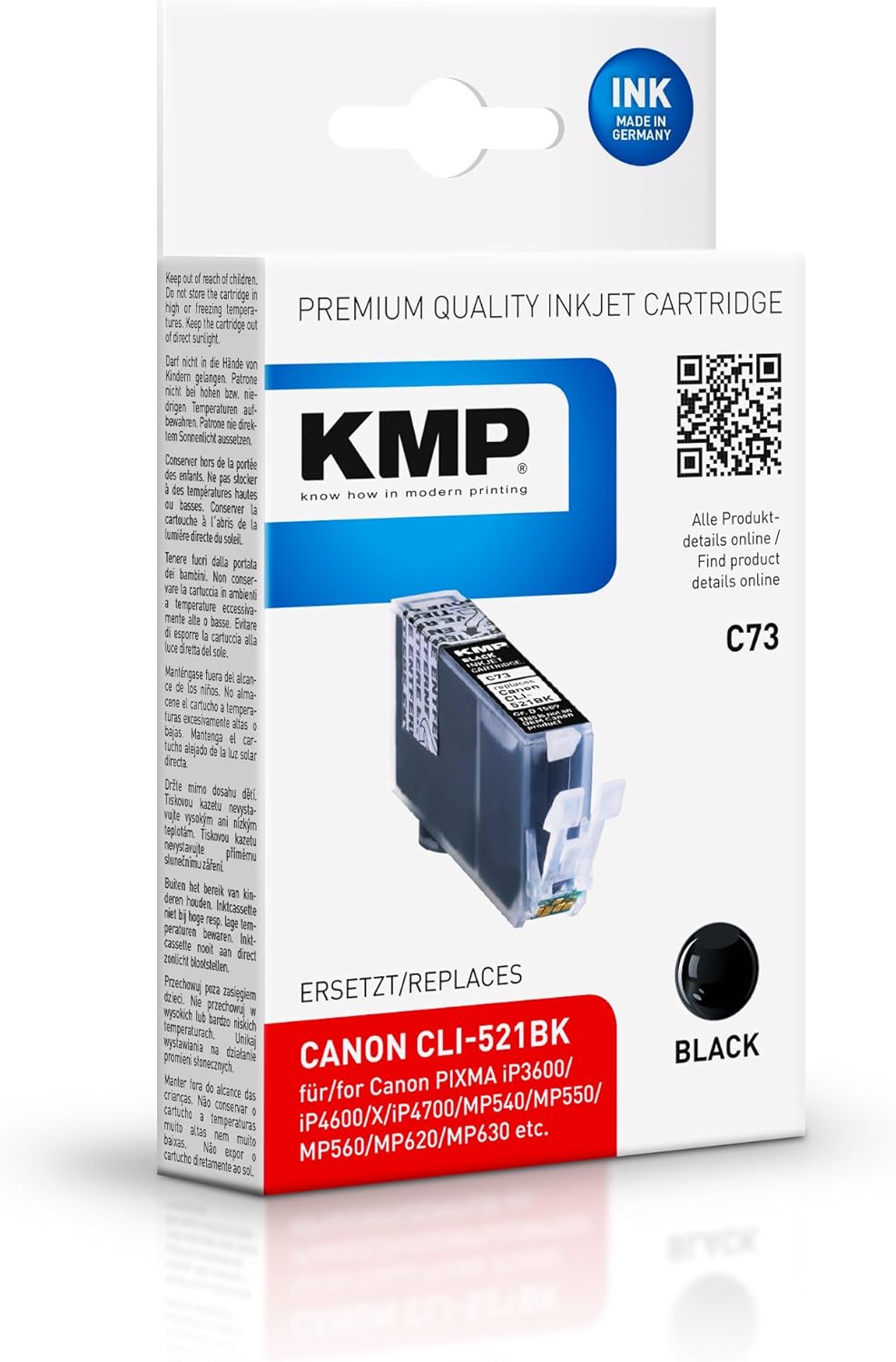KMP 9ml Ink Cartridge for Canon CLI-521 - Black