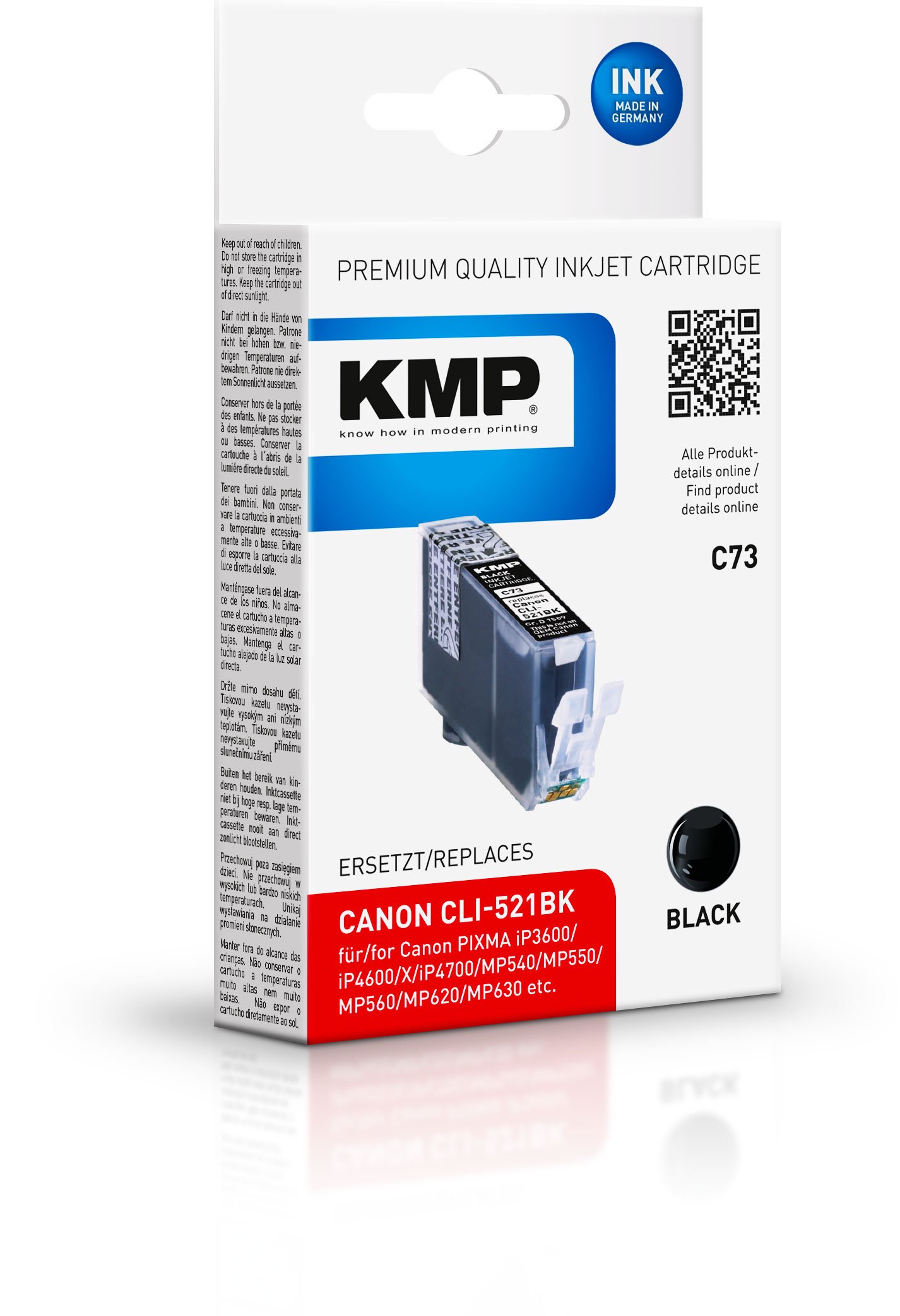 KMP 9ml Ink Cartridge for Canon CLI-521 - Black