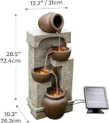 Teamson Home Solar Powered Water Feature 4 Tier Pot Fountain with LED Lights view 6