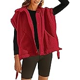OPCAKM Women's Fuzzy Fleece Vest Oversized Sleeveless Sherpa Jacket Warm Button Down Gilet Outerwear with Pockets