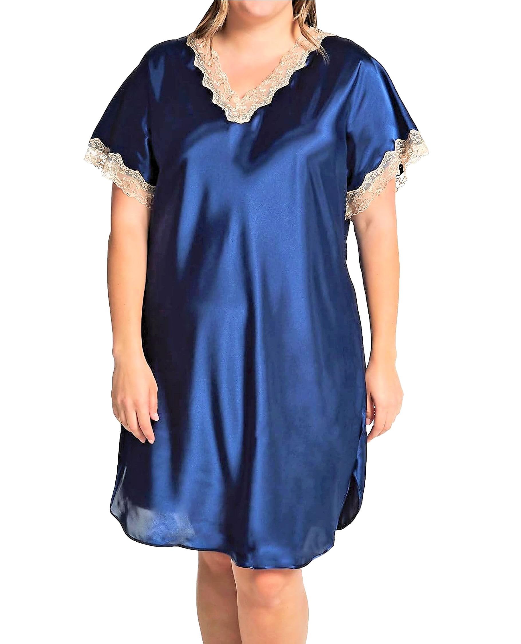 Photo 1 of Shadowline Women's Charming Satin Charmeuse Sleepshirt, Navy, Large