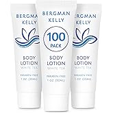 BERGMAN KELLY - Travel Size Lotion - 1 fl oz, 100 PK, White Tea - Delight Your Guests with Invigorating and Refreshing Body Lotion - Quality Mini and Small Size Guest Hotel Toiletries in Bulk