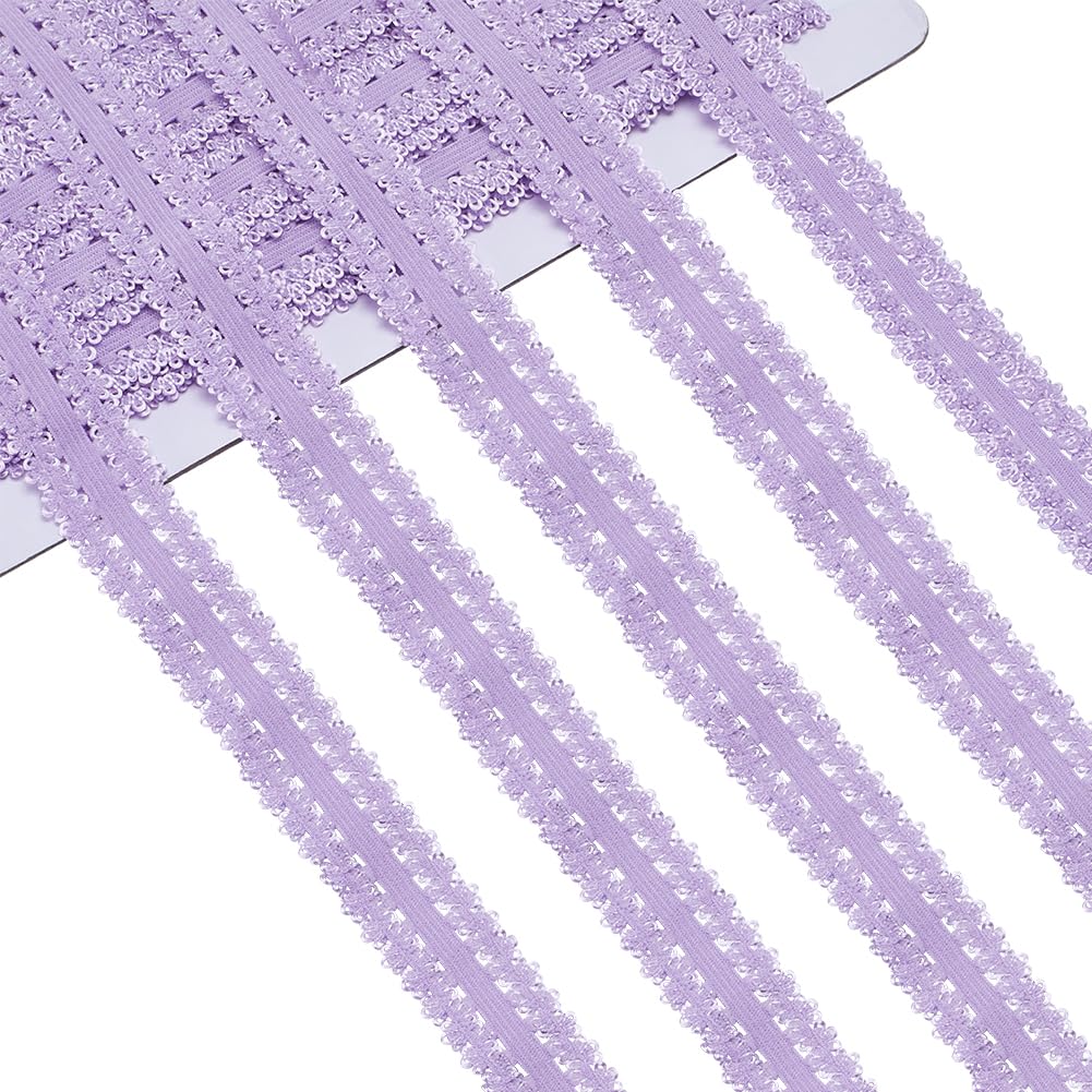GORGECRAFT 20m 20mm Elastic Edges Trimming Lilac Stretch Lace Trim Webbing Crocheted Lace Cord Ribbon for DIY Sewing Crafts Garment Embellishments Gift Wrapping