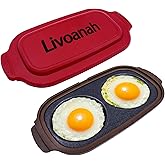 Livoanah Microwave Egg Cooker for 2 Eggs - Microwave Egg Poacher &amp; Fryer for Breakfast Sandwiches, Quick Breakfast Maker, Nonstick, Dishwasher Safe, BPA-Free, Portable for Home, Travel &amp; RV (Red)