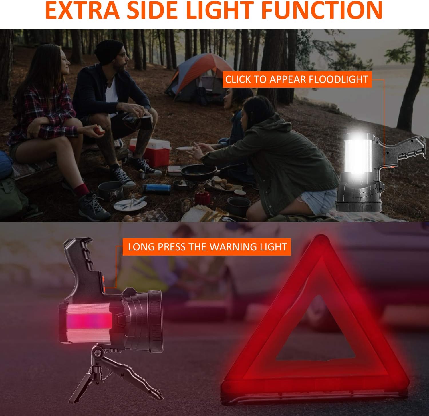 Sanlinkee Rechargeable Spotlight, LED Spotlight Flashlight Super Bright 6000 Lumens Handheld Spotlight 9600mAh Long Lasting Large Flashlight Searchlight Outdoor Waterproof Flood Camping Flashlight - - 