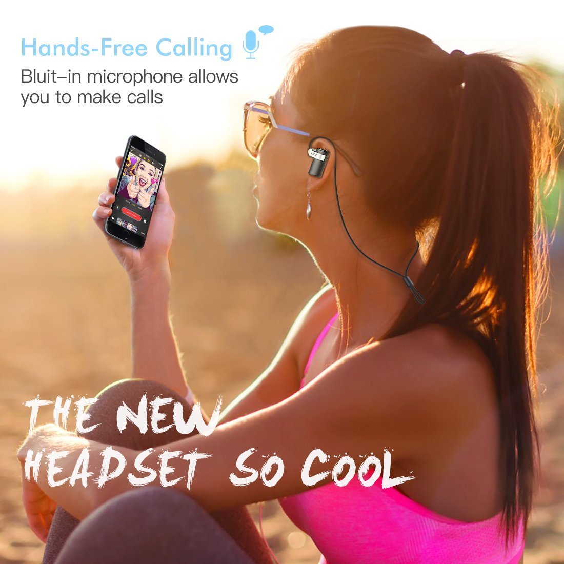 Bluetooth Headphones CCK Wireless Earbuds Sports Best Running Earphones Hi-Fi Stereo Noise Cancelling Sweatproof for Gym Workout Exercising Fashionable In Ear Headsets Computer iphone Android Black