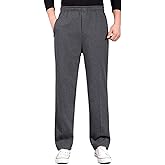 Locachy Men's Casual Cotton Jogger Sweatpant Elastic Waist Drawstring Zipper Front Straight Leg Athletic Pants