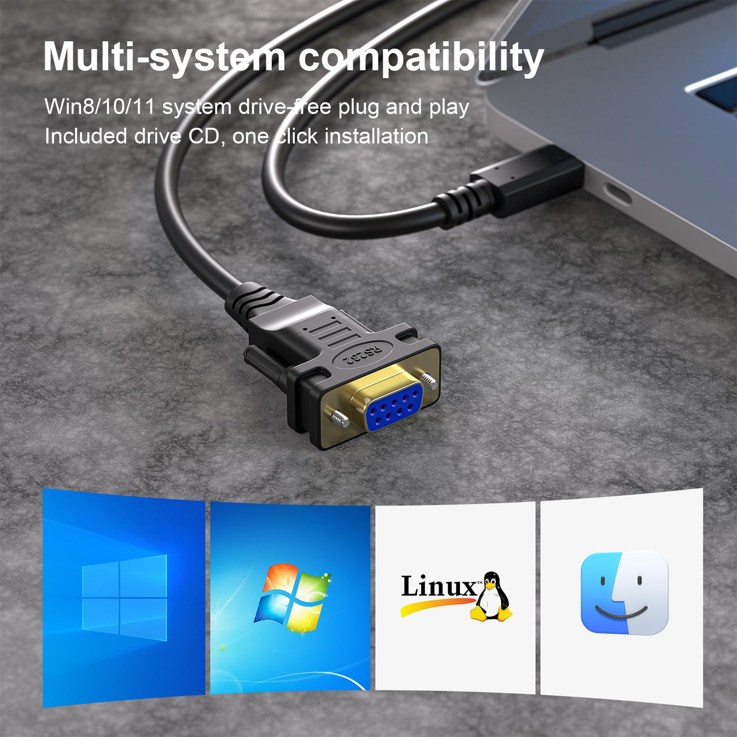 Oikwan Usb-C To Serial Adapter, 6Ft Rs232 Db9 Female Converter Cable, Ftdi Chip, Compatible With Windows, Mac, Linux, Type C Device, Industrial Applications, Data Communication - View 7