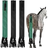 DORMIYA 3 PCS Horse Tail Bags, Horse Tail Guard Bag with Fringe, Oxford Cloth Horsetail Bag with Adjustable Nylon Fastener, Ponytail Protective Bag to Keep Clean and Prevent Mosquitoes