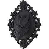 Raven Crest Studio 3D Printed Dragon Head Wall Plaque, Gothic Fantasy Decor | Matte black PLA, scaled dragon head, baroque acanthus frame, keyhole-hang, 9.5x7.0x3.5in — medieval & fantasy wall art