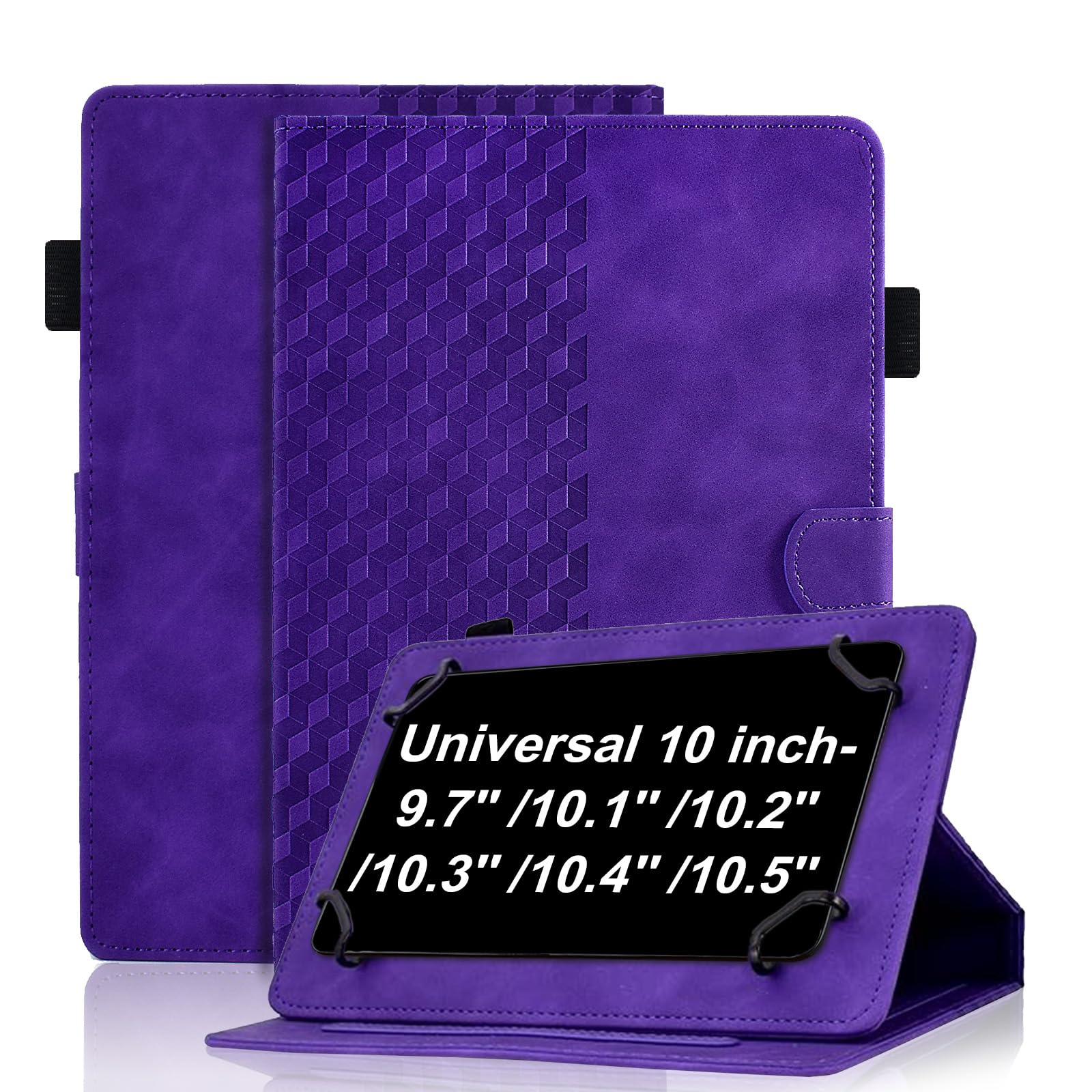 Universal Protective Case for 10-inch Tablet Premium Leather Case Folio Book Cover Multi-Angle Stand Pen Holder Universal Case Cover for 9.7'' 10.1'' 10.2'' 10.3'' 10.4'' 10.5'' Tablet,