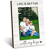 DUXMNAMG Mom Son 4x6 Picture Frame, Best Mom Gifts, Mothers Day Birthday Gifts from Sons, Mother of Sons Photo Frame, Life is Better with My Boys Picture Photo Frames for Desk Decor