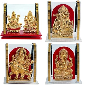ART N HUB Set of 4 Idol God Shiv Parivar/Maa Durga/Radha Krishna/Ganesha(H-24 cm)