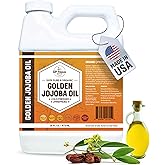 33rd PARALLEL | Golden Jojoba Oil (16 oz) Cold Pressed & Unrefined; Non-GMO; 100% Pure & Natural Hexane Free | Moisturizing Oil for Skin, Face, Hair & Nails | 16 FL OZ
