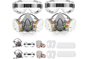 XIANZHO Reusable Half Face and Full Face Gas Mask with Activated Carbon Filter Against Organic Vapor/Dust/Chemical